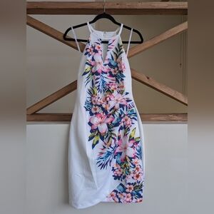Guess White Floral Halter Sheath Dress